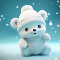 teddy bear with snow