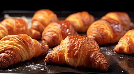 croissant with chocolate HD 8K wallpaper Stock Photographic Image 