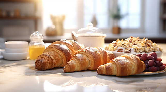 croissant and coffee HD 8K wallpaper Stock Photographic Image 
