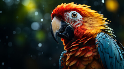 Pappagallo colorato ara nella foresta tropicale - obrazy, fototapety, plakaty