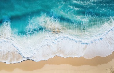 Elevated Beauty: Aerial Snapshot of a Stunning Turquoise Ocean Beach with Crystal-Blue Waters