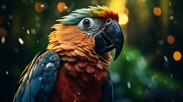 Pappagallo colorato ara nella foresta tropicale