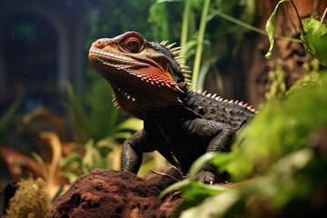 A lizard sitting on a wooden surface
