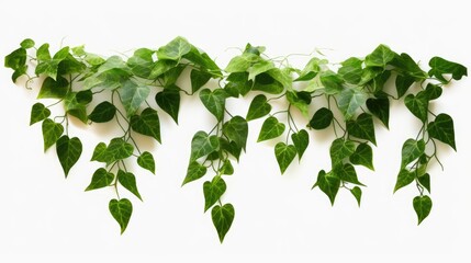 Plant vine green ivy leaves tropic hanging, climbing isolated on white background. Clipping path