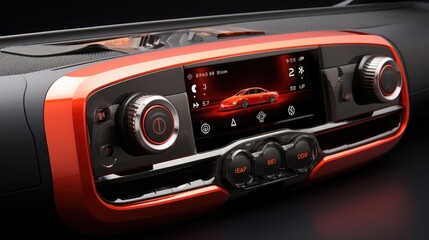 Fototapeta premium Car radio. Multimedia system display of modern car