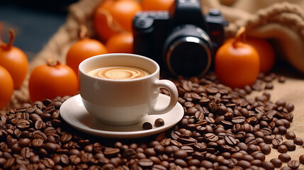 Obraz premium cup of coffee HD 8K wallpaper Stock Photographic Image 