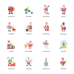 Fototapeta premium Handy Pack of Christmas Festival Flat Icons