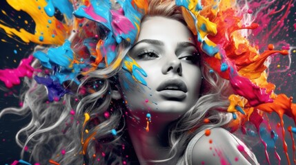 Ethereal Beauty: Color Splash on Monochrome Canvas