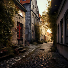 Fototapeta na wymiar A quiet alley in an old European town