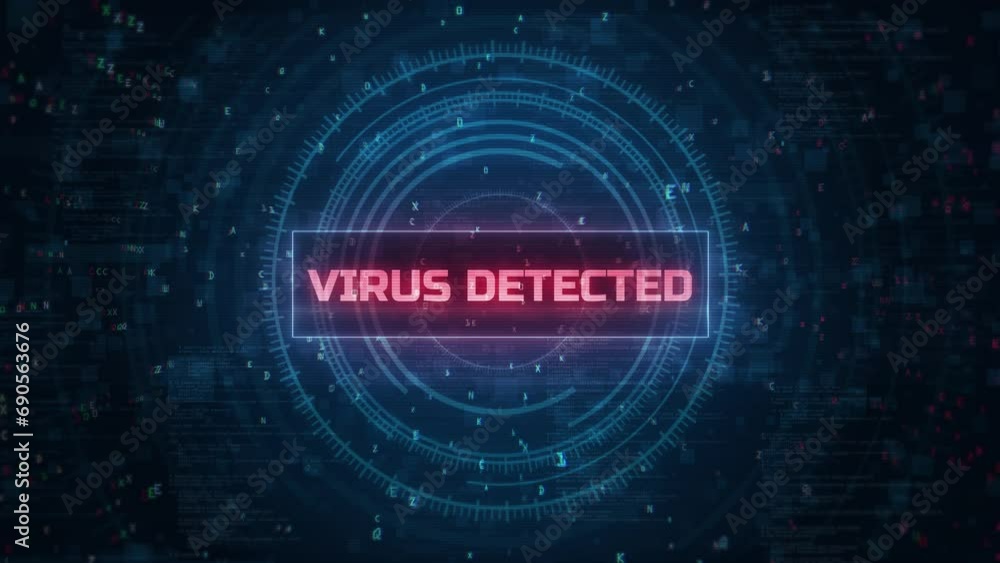 Poster virus detected concept over dark computer networks background
