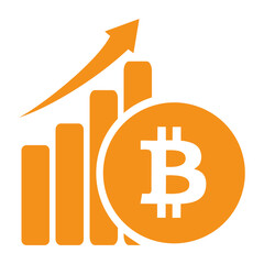 Bitcoin crypto currency graph statistic growing rising symbol logo button pictogram
