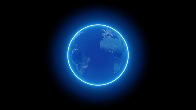 Turning glowing earth background , loop and Rotating world and earth animation on black background.