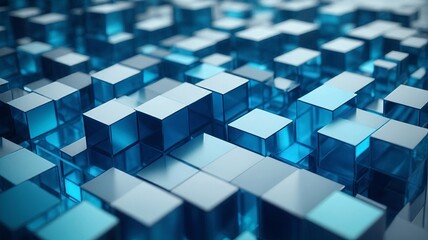 A Colorful Array of Large Blue Cubes