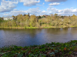 Autumn clouds over the bank of the Pakhra River