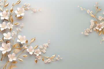 White jasmine branches on elegant pastel background. Wedding invitations, greeting cards, wallpaper, background, printing - obrazy, fototapety, plakaty