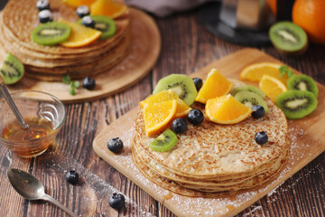 Crepes or bliny with fruit