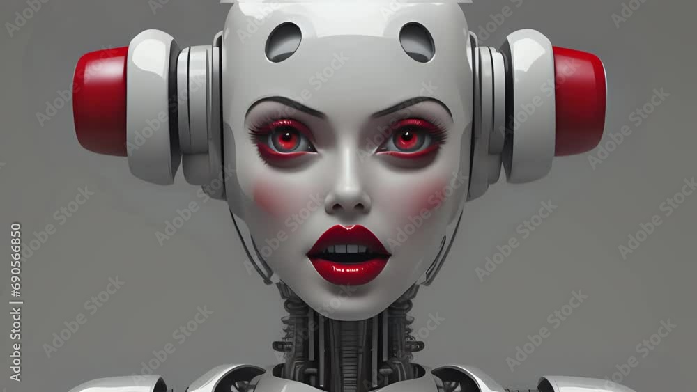 Aufkleber female robots created with the help of generative a.i