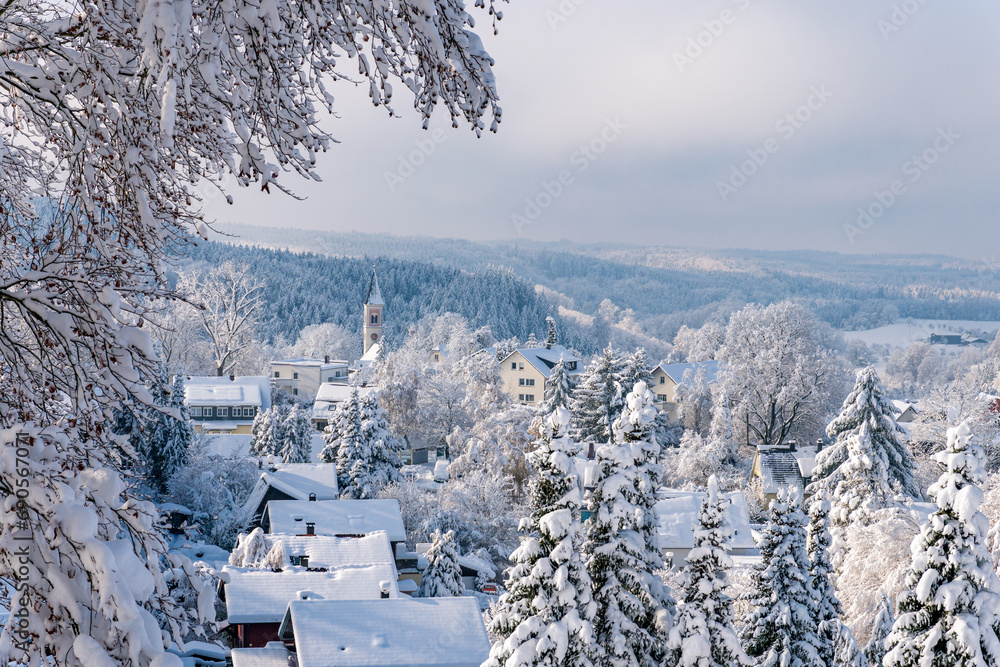 Canvas Prints Snowy and beautiful winter landscape in Alttann in Upper Swabia