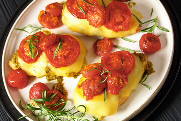 Pesto Tomato Cheese Chicken Breast, top view