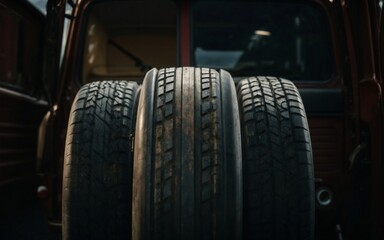 A Row of Stacked Tires