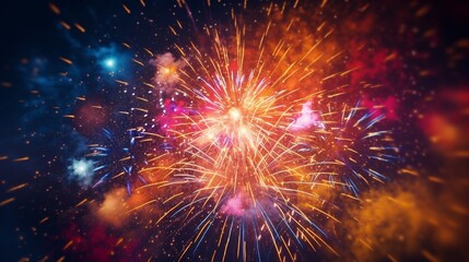 Colorful firework with multiple sparks