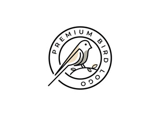 Bird Line Icon Symbol. Bird Logo Stock Vector Emblem Design. Line Drawing.