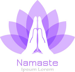Namaste hand sign on white background