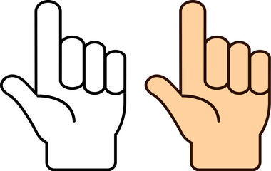 Human hand with pointing finger vector outline illustration