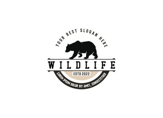 Vintage wildlife of bear logo. Bear hunting logo design