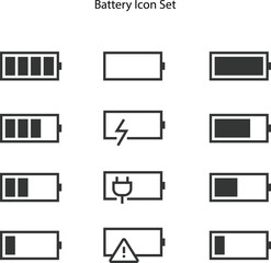 Battery icon set vector illustration. battery charging sign and symbol. battery charge level.