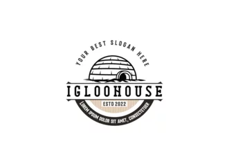Fotobehang igloo house logo line art vector vintage simple illustration template icon graphic design. traditional house of eskimo people sign or symbol building culture concept © Alvins Creative