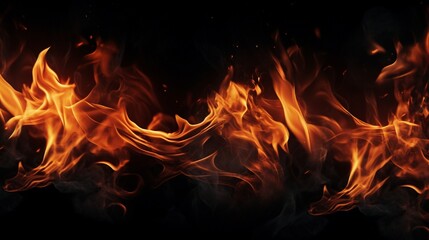 Fototapeta na wymiar Fire flames on black background or texture