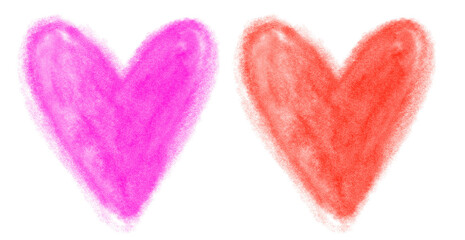 Crayon-Drawing Like Pink and Red Heart. No Background. Hand Drawn Heart of Irregular Shape. Simple Graphic with Abstract Love Symbol. Grunge Brush Drawing of Heart ideal for Card, Design Element.