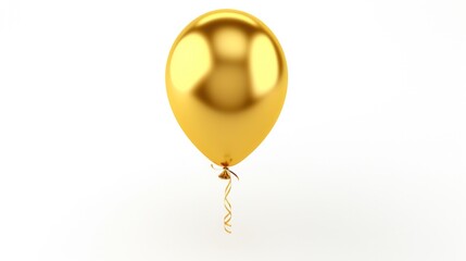 A vibrant gold helium balloon flying, perfect for birthday parties and celebrations, captured on a white background.