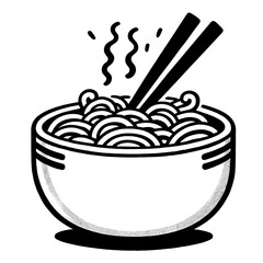 logotype of a ramen, black and white, isolated