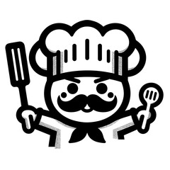 logotype of a chef, black and white, isolated