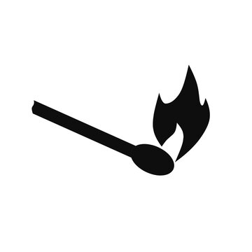 burning match icon vector on white background.matchstick icon
