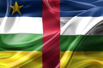 Central African Republic flag - realistic waving fabric flag