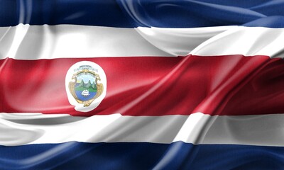 Costa Rica flag - realistic waving fabric flag