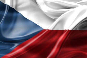 Czechia flag - realistic waving fabric flag