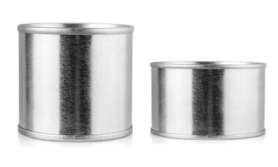 Set of cover tin isolated on white background