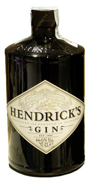 Hendrick's Gin distilled in Scotland with added rose petals and cucumber.Milan - Italy,December 09, 2023