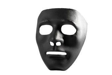black theatrical mask isolated, acting skills, theater role, stage play, performance poster