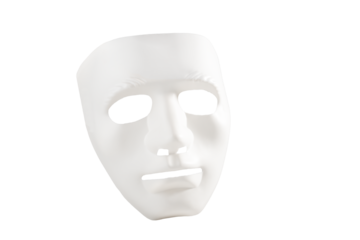 white theatrical mask isolated, acting skills, theater role, stage play, performance poster