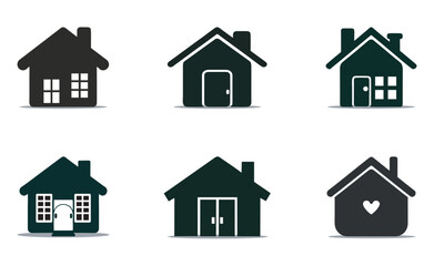 Black home icon vector set. House symbol isolated on white background. Home icon in black. House silhouette.