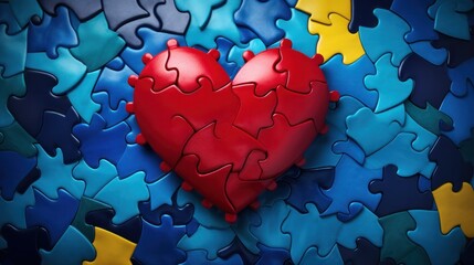 Artwork for autism awareness month: Heart-shaped puzzle artwork representing the spirit of generosity and inclusivity.