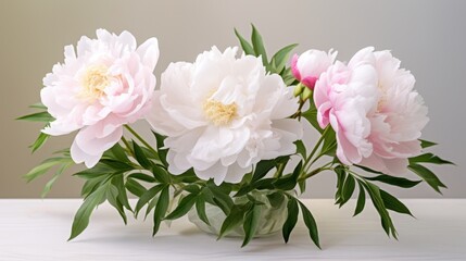 blank greeting card and beautiful peony flowers for greetings or invitations.