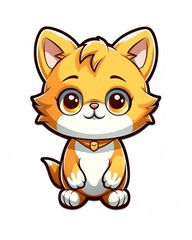 Obraz premium Adorable Cartoon Kitten Mascot with Big Eyes