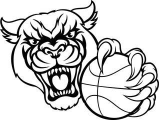Panther Cougar Jaguar Cat Basketball Ball Mascot