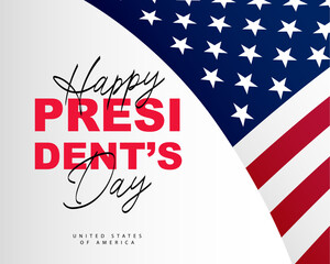 Fototapeta na wymiar Stylish lettering - Happy President's Day. American flag. Banner for the President's day.